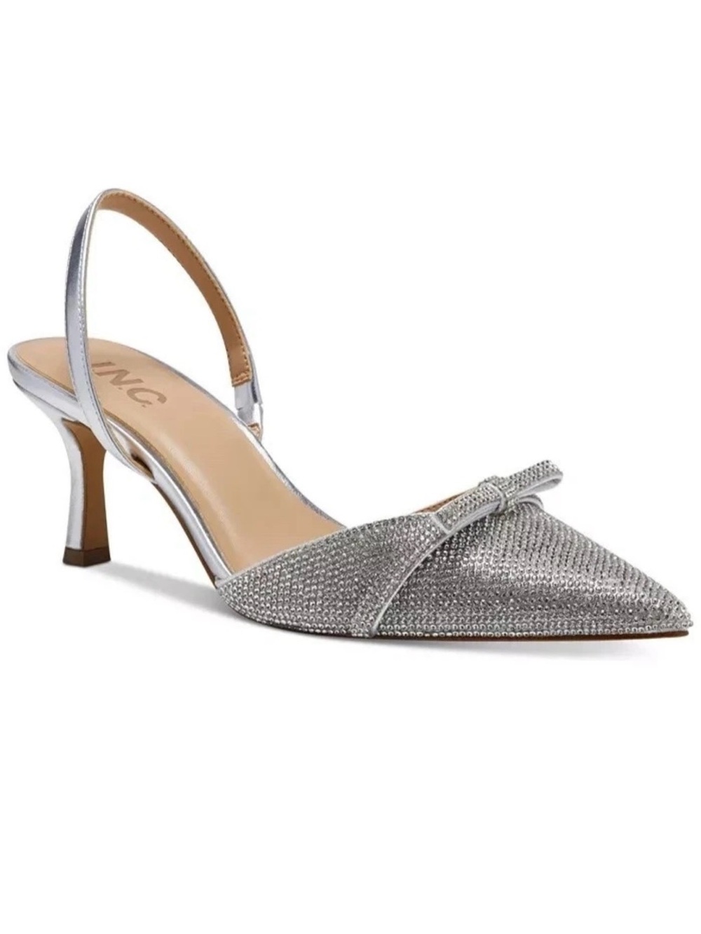 I.n.c. International Concepts Women's Gelsey Slingback Kitten-Heel Pumps Silver